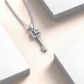 wholesale 925 Sterling Silver Heart Key Pendant Necklace Wholesale With Zircon Accent-0-2