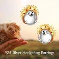 wholesale 925 Sterling Silver Cute Hedgehog Two Tone Stud Earrings For Women-0-2