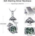 wholesale 925 Sterling Silver Mushroom and Mossy Stone Pendant Necklace for Women - Witchcraft & Pagan Jewelry-0-3
