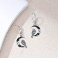 wholesale 925 Sterling Silver Raven Crescent Moon Drop Earrings-0-2