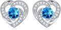 wholesale 925 Sterling Silver Birthstone Heart Stud Earrings Jewelry Gifts for Women-0-6