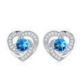 wholesale 925 Sterling Silver Birthstone Heart Stud Earrings Jewelry Gifts for Women-0-6