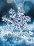 wholesale 925 Sterling Silver Snowflake Blue Crystal Pendant Necklace for Women Winter Holiday s-0-4