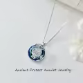 TOUPOP Sterling Silver Crystal Eye Of Horus Ankh Cross Protection Pendant Necklace-0-6