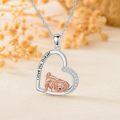 wholesale 925 Sterling Silver Pug Heart Love You Forever Pendant Necklace-0-2