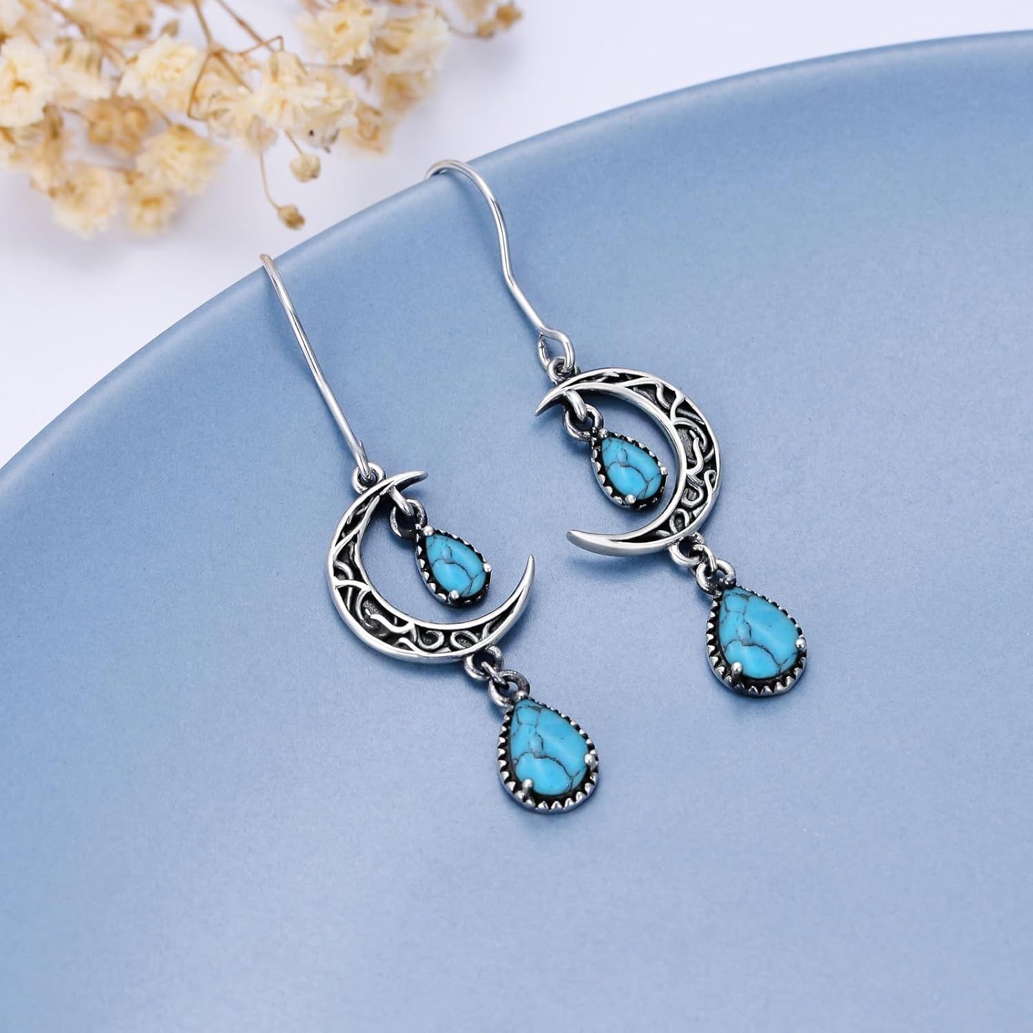 Red Crystal Crescent Earrings for Gift Shops