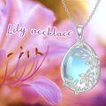 wholesale 925 Sterling Silver Blue Opalite Teardrop Floral Pendant Necklace for Women-0-4