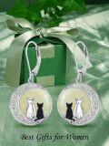 wholesale 14K Gold Plated Sterling Silver Round Natural Jade Earrings for Women-0-2