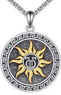 wholesale 925 Sterling Silver Sun and Symbol Pendant Necklace for Men's Greek Mythology Jewelry-0-0