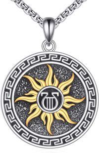 wholesale 925 Sterling Silver Sun and Symbol Pendant Necklace for Men's Greek Mythology Jewelry-Apollo