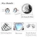 wholesale 925 Sterling Silver Cute Hedgehog Heart Moonstone White Gold Plated Stud Earrings-0-3