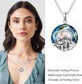 wholesale 925 Sterling Silver Round Blue Topaz Mountain Pendant Necklaces for Women Christian Gifts Jewelry-0-4