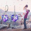 wholesale 925 Sterling Silver Purple Crystal Angel Wing Heart Drop Earrings-0-4