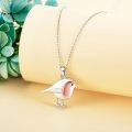 wholesale 925 Sterling Silver Bird Pendant Charm Necklace - Unique Pink Enamel Animal s for Her-0-2
