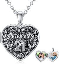wholesale TOUPOP Sweet 21st Birthday Gift For Her Locket Necklace Memory Necklcae Hold Picture Gift For 21 Year Old -undefined
