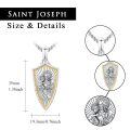 wholesale 925 Sterling Silver Jesus Holding Child Shield Pendant Two Tone Gold Beaded Necklace-0-2