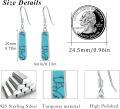 wholesale  Sterling Silver Rectangle Turquoise Dangle Earrings for Women Elegant Lightweight Gift-0-4