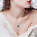 wholesale 925 Sterling Silver Green Crystal Horse Head Heart Pendant Necklace for Women and Girls-0-4