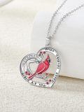 TOUPOP Sterling Silver Red Bird Heart Pendant Necklace Sympathy Memorial Jewelry-0-3
