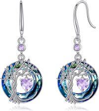 wholesale Sterling Silver Gemstone Tree of Life Dangle Earrings Birthstone Gift for Her-06-Jun-Alexandrite