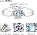 wholesale 925 Sterling Silver Flower Vine Lotus Star Moon Charm Anklet with Blue Stone and White Crystal for Women-0-4