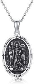 wholesale 925 Sterling Silver Religious Jewelry Saint Raphael Medal Pendant Protection Gift for Men & Women-0-0