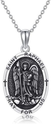 wholesale 925 Sterling Silver Religious Jewelry Saint Raphael Medal Pendant Protection Gift for Men & Women-Saint Raphael Necklace