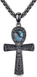 wholesale 925 Sterling Silver Egyptian Cross Pendant with Eye of Horus and Black Ankh Design-0-0