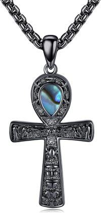 wholesale 925 Sterling Silver Egyptian Cross Pendant with Eye of Horus and Black Ankh Design-Black Ankh