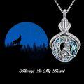 wholesale TOUPOP Wolf Urn Necklace Sterling Silver Crystal Urn Necklace For Ashes Cremation Jewelry For Ashes Memory Jewelry For Women Men -0-1