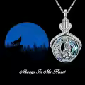 TOUPOP Sterling Silver Crystal Wolf Urn Necklace For Ashes Cremation Memory Jewelry-0-1
