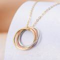 TOUPOP 14K Gold Three Circle Necklace for Women Tri Color Pendant Gift-0-1
