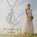 wholesale 925 Sterling Silver Crescent Moon & Triangle Recovery Symbol Pendant Necklaces for Women and Men-0-4