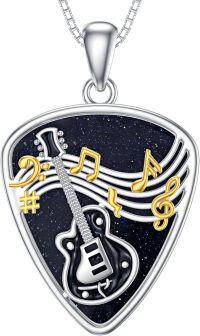 wholesale 925 Sterling Silver Guitar Music Notes Pendant Necklace for Women Gifts-Guitars