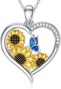 wholesale Sterling Silver Mustard Seed Compass Nurse Pendant Necklace w Birthstone Animal Jewelry Gift for Women-Sunflower