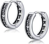 wholesale 925 Sterling Silver Kokopelli Tree of Life Huggie Hoop Earrings for Women Men 14mm Diameter-Theater Mask