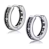 wholesale 925 Sterling Silver Kokopelli Tree of Life Huggie Hoop Earrings for Women Men 14mm Diameter-Theater Mask