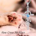 wholesale 925 Sterling Silver Blue Crystal Cross Dog Paw Heart Pendant Necklace for Women Girls Gifts-0-4