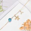 wholesale 14K Gold Turquoise Sea Turtle Charm Ankle Anklet for Women - 9 Inches-0-4
