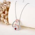 wholesale 925 Sterling Silver Heart-Shaped Animal Pendant with Red Crystal and Engraved Message - Perfect Gift for Women & Lovers-0-1