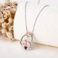 wholesale 925 Sterling Silver Heart-shaped Love Pendant With Two Cute Bears And Red Heart-0-1