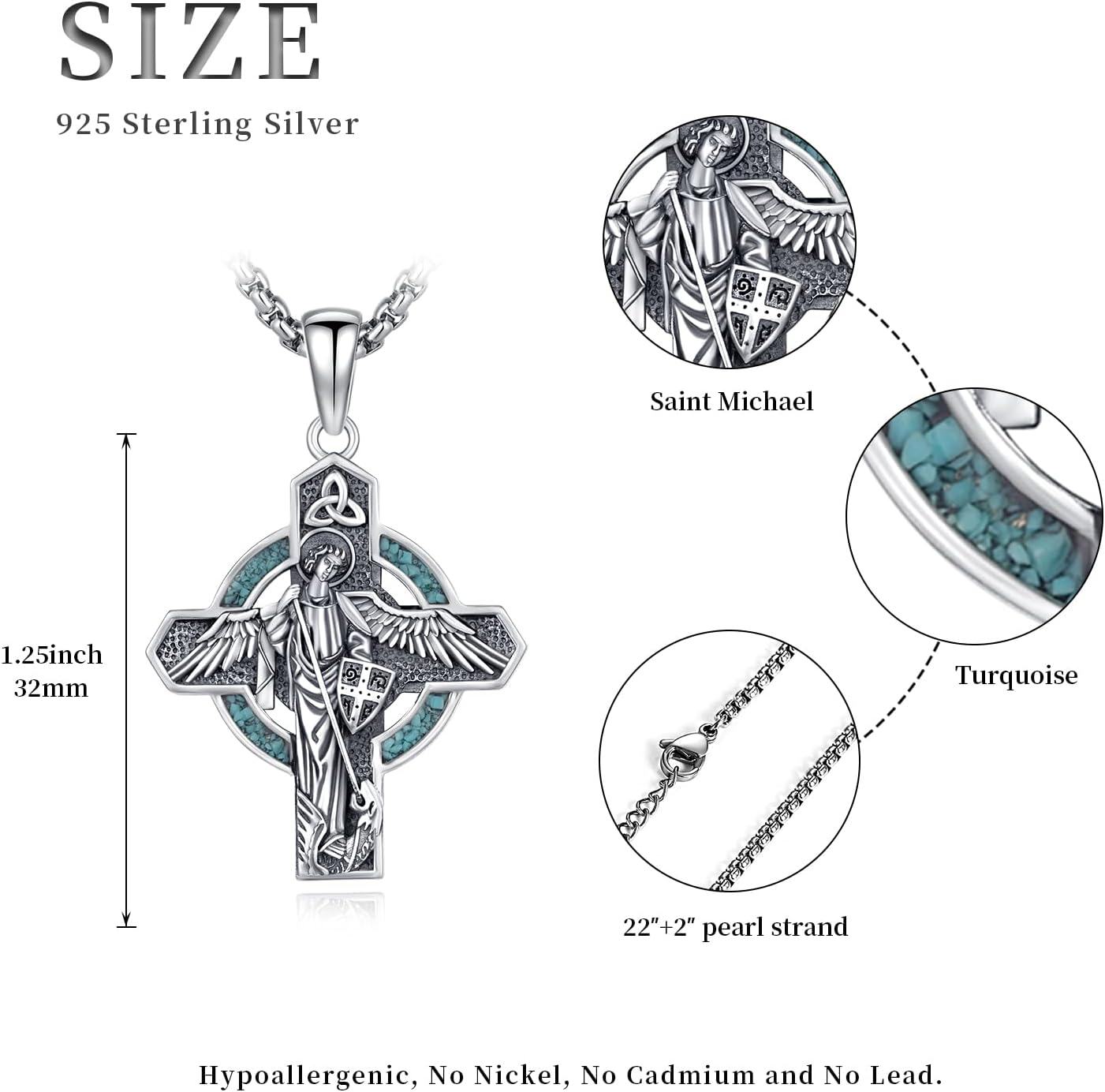 Sterling Silver Religious Cross Pendant Necklace for Men Women-0-4