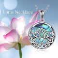 wholesale 925 Sterling Silver Abalone Shell Lotus Flower Chakra Yoga Pendant Necklace-0-5