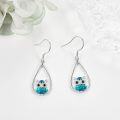 wholesale 925 Sterling Silver Owl Teardrop Dangle Earrings with Blue Enamel Stones for Women's -0-3