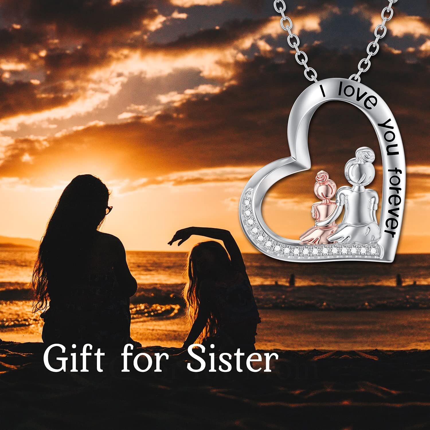 TOUPOP Sterling Silver Sister Necklaces Fashion Jewelry For Women