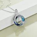 wholesale 925 Sterling Silver Blue Crystal Dragonfly Pendant Necklace for Women Birthday Christmas Gifts-0-2