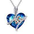 wholesale 925 Sterling Silver Heart Pendant Necklaces with Blue Crystal and Arrow Design - Love You Forever  for Her (Birthday)-0-0
