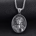 TOUPOP Stainless Steel Stone St Medal Protection Necklace for Men Women-0-4