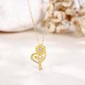 wholesale 14K Gold Sunflower Pendant Necklace with Diamond Accents for Women - Mothers Day & Christmas Gifts-0-1