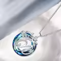TOUPOP Sterling Silver Blue Crystal Tree Of Life Initial Letter Pendant Necklace-0-4